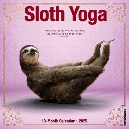 Sloth Yoga 2025 12" x 12" Wall Calendar in Saudi Arabia