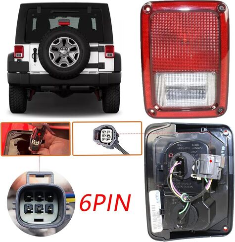 6 Wires Tail Lights Connector Compatible with Jeep Wrangler 2007-2017 / Jeep Wrangler JK 2018 Pigtail Plug Wiring Harness Replaced OE 55077890AC, 55077890AD in Saudi Arabia