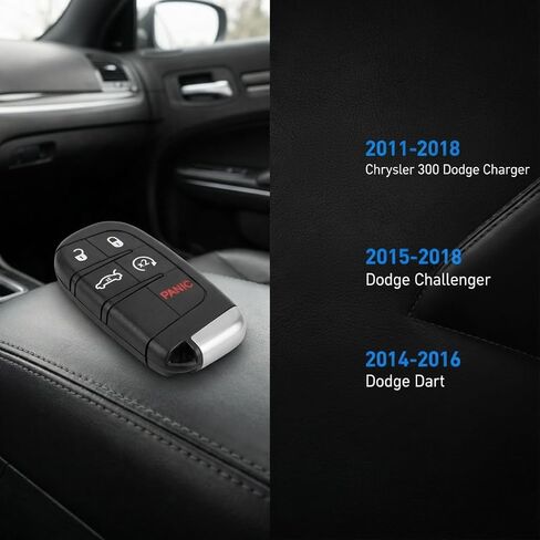 استبدال المفتاح الذكي Fob يناسب Chrysler 300 Dodge Charger 2011-2018 Challenger 2015-2018 Dart 2014-2016 مفتاح السيارة عن بعد للدخول بدون مفتاح M3N-40821302 (عبوة من 2) in Kuwait
