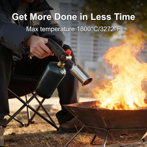 شعلة البروبان شديدة التحمل 3272 درجة فهرنهايت - شعلة احترافية متعددة الاستخدامات مع لهب قابل للتعديل للطهي والشواء والتخييم وحرق الأعشاب (الخزان غير متضمن) in Kuwait