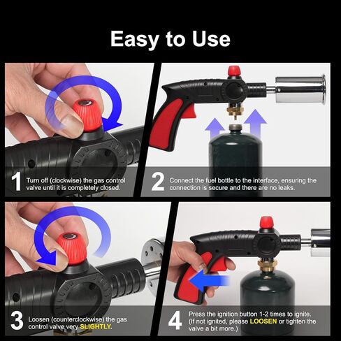 شعلة البروبان شديدة التحمل 3272 درجة فهرنهايت - شعلة احترافية متعددة الاستخدامات مع لهب قابل للتعديل للطهي والشواء والتخييم وحرق الأعشاب (الخزان غير متضمن) in Kuwait