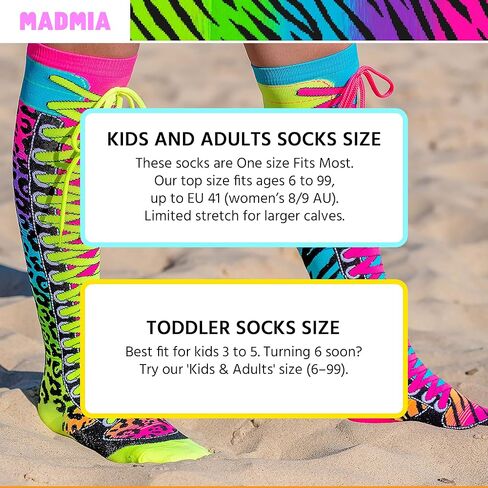 جوارب MADMIA Safari بطول الركبة - جوارب الأميرة الملونة للأطفال والكبار in Kuwait