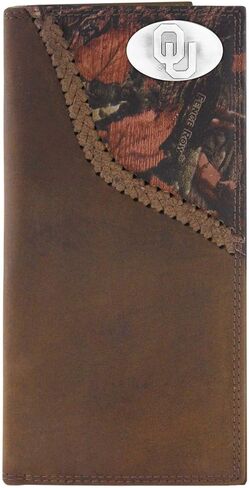 NCAA Oklahoma Sooners Brown Wrinkle Leather Roper Concho Wallet, One Size in Saudi Arabia