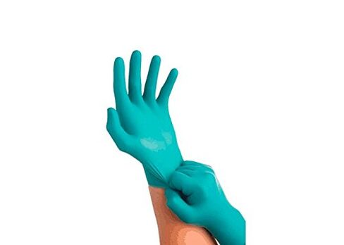 Ansell TouchNTuff 92-616 Blue Large Powder Free Disposable Gloves - Food Grade - 9 in Length - Rough Finish - 3 mil Thick - 586315 [PRICE is per BOX] in Kuwait