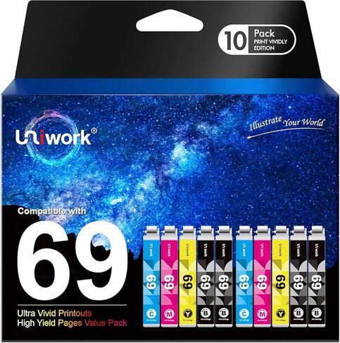 Uniwork Remanufactured Ink for 127 Ink Cartridge Replacement for Epson 127 Ink Cartridges T127 Ink for Workforce 545 845 645 WF-3540 WF-3520 WF-7010 WF-7510 WF-7520 NX530 NX625 Printer, 10 Pack in Saudi Arabia