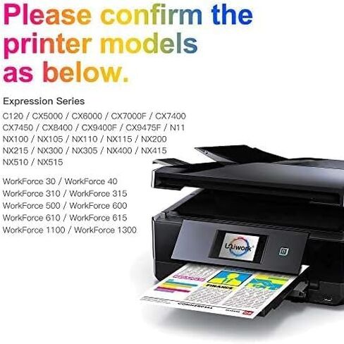 Uniwork Remanufactured Ink for 127 Ink Cartridge Replacement for Epson 127 Ink Cartridges T127 Ink for Workforce 545 845 645 WF-3540 WF-3520 WF-7010 WF-7510 WF-7520 NX530 NX625 Printer, 10 Pack in Saudi Arabia