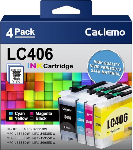 LC406 Ink Cartridges for Brother Printer for Brother LC406 Ink Cartridges LC406XL LC406 LC 406 Compatible with Brother MFC-J4535DW, MFC-J5855DW,MFC-J4335DW,MFC-J6555DW Printer (4 Pack) in Kuwait
