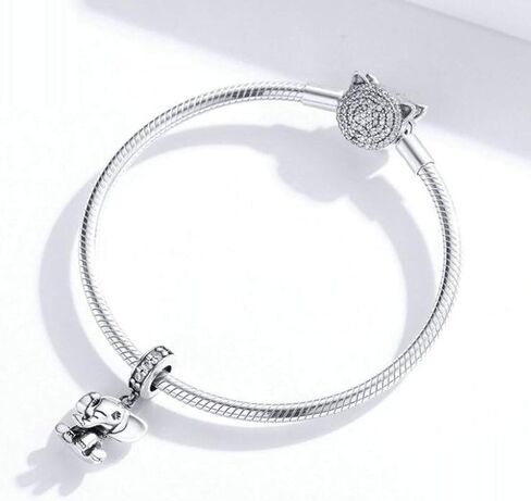 سحر Eternalll جميل للكلاب والقطط المحظوظة S925 خرز من الفضة الاسترليني على شكل حيوانات حيوانات أليفة خرز زجاج مورانو لسوار سحر خرز (سحر الفيل) in Kuwait