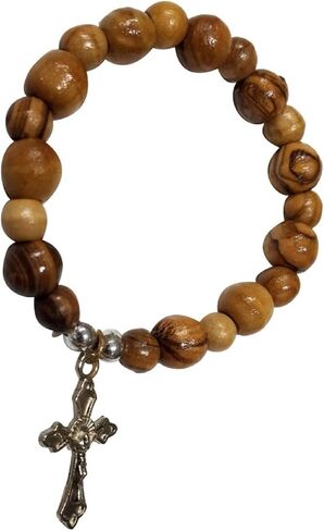 LION OF JUDAH MARKET Olive Wood Jerusalem Rosary Bracelets from The Holy Land with Silver Crucifix in Kuwait