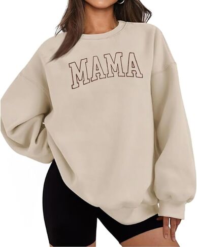 المطرزة ماما الصوف Crewneck البلوز المرأة عادية كم طويل البلوز القمم موضة أمي بلوزات in Kuwait
