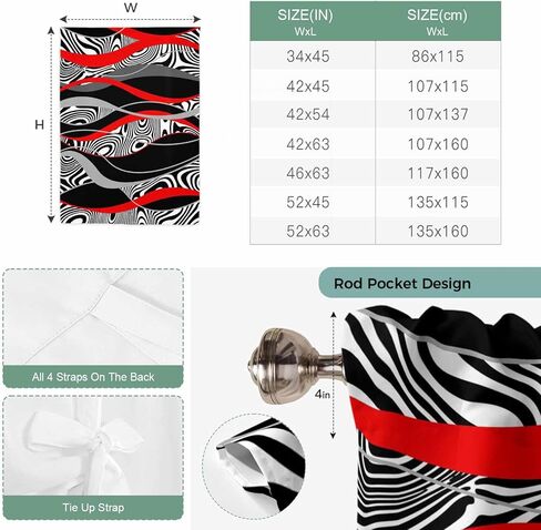 Red Black Stripes Tie Up Curtains for Window, Modern Gradient Abstract Lines Art Thermal Insulated Balloon Shade Adjustable Rod Pocket Curtains Valance Panels for Kitchen Bathroom Café 52'' x 63'' in Saudi Arabia