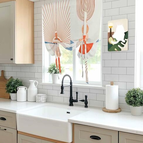 Bohemia Tie Up Curtains for Window, Modern Abstract Art Sun Stripes Cycle Thermal Insulated Balloon Shade Adjustable Rod Pocket Curtains Valance Panels for Kitchen Bathroom Café 52'' x 63'' in Saudi Arabia