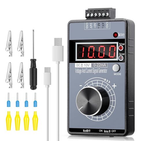 Riiai DC 0-10V 0/4-20mA Current Voltage Signal Generator, Built-in Battery Power Supply Interface Analog Simulator, Adjustable 4-Digit Display, for PLC, Panel Debugging, Device Testing in Kuwait