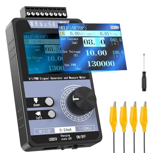 Riiai DC 0-10V 0/4-20mA Current Voltage Signal Generator, Built-in Battery Power Supply Interface Analog Simulator, Adjustable 4-Digit Display, for PLC, Panel Debugging, Device Testing in Saudi Arabia