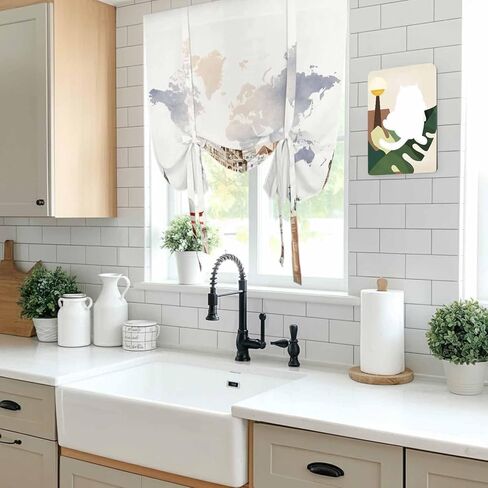 Gray Beige Map Tie Up Curtains for Window, Funny Abstract Cloud Illustration Art Thermal Insulated Balloon Shade Adjustable Rod Pocket Curtains Valance Panels for Kitchen Bathroom Café 34'' x 45'' in Saudi Arabia