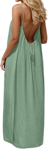 GaoCold Backless Cami Dresses for Women Low Back Housedress Casual Flowy Maxi Dress Sleeveless Solid Open Back Sundress in Saudi Arabia