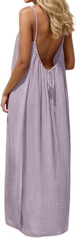 GaoCold Backless Cami Dresses for Women Low Back Housedress Casual Flowy Maxi Dress Sleeveless Solid Open Back Sundress in Saudi Arabia