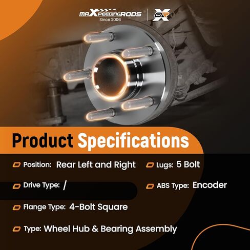 maXpeedingrods 2PCS 512347 Rear Wheel Bearing and Hub Assembly for Mazda 3 2004-2013, 3 Sport 2009-2013, for Mazda 5 2006-2010 & 2012-2017, 5 Lug w/ABS Replace 512347, 29512347 in Saudi Arabia