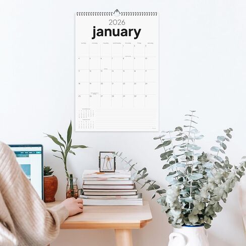 2026 Calendar, 12 Months, January to December, 17" x 12", Large Wall Calendar 2026 with Hanger, Calendar 2026 for Wall, 2026 Calendar Planner, Thick Paper, Spiral Binding, Simple and Aesthetic Design. in Kuwait