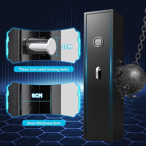 8-12 بندقية بصمة آمنة، لا تحتاج إلى تجميع، آمنة للبنادق والمسدسات، خزائن أسلحة للبنادق والبنادق، خزائن بندقية بيومترية مع أرفف قابلة للتعديل وخزانة داخلية in Kuwait