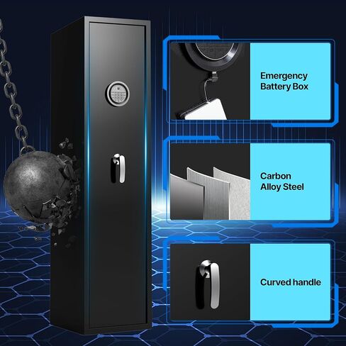 8-12 بندقية بصمة آمنة، لا تحتاج إلى تجميع، آمنة للبنادق والمسدسات، خزائن أسلحة للبنادق والبنادق، خزائن بندقية بيومترية مع أرفف قابلة للتعديل وخزانة داخلية in Kuwait