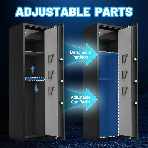 8-12 بندقية بصمة آمنة، لا تحتاج إلى تجميع، آمنة للبنادق والمسدسات، خزائن أسلحة للبنادق والبنادق، خزائن بندقية بيومترية مع أرفف قابلة للتعديل وخزانة داخلية in Kuwait