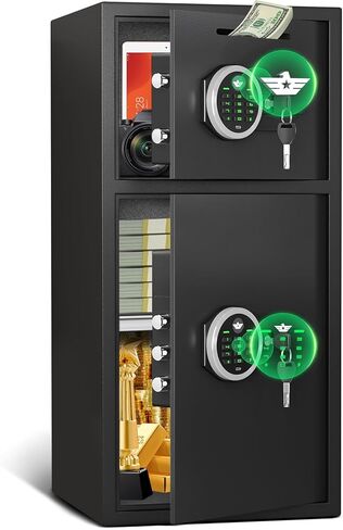 Large Double Door Safe Box Fireproof Waterproof, 6.0 Cu ft Security Safe with LED Light and Dual Alarm System, Home Safes Digital Keypad and Mute Function, Security Lock Box for Money and Valuables in Saudi Arabia