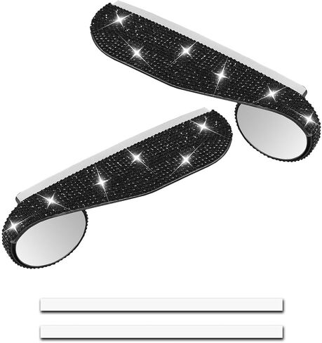 2PCS Bling Car Side Mirror Rain Visor Guard, Rhinestones Car Rear View Mirror Rain Eyebrows, Rainproof Vehicle Side Mirrors Smoke Shade Cover, Auto Decoration Accessory for Truck, SUV Cars (Black) in Saudi Arabia