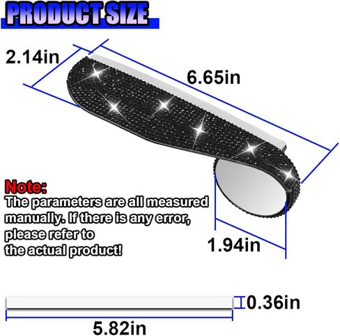 2PCS Bling Car Side Mirror Rain Visor Guard, Rhinestones Car Rear View Mirror Rain Eyebrows, Rainproof Vehicle Side Mirrors Smoke Shade Cover, Auto Decoration Accessory for Truck, SUV Cars (Black) in Saudi Arabia