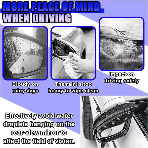 2PCS Bling Car Side Mirror Rain Visor Guard, Rhinestones Car Rear View Mirror Rain Eyebrows, Rainproof Vehicle Side Mirrors Smoke Shade Cover, Auto Decoration Accessory for Truck, SUV Cars (Black) in Saudi Arabia
