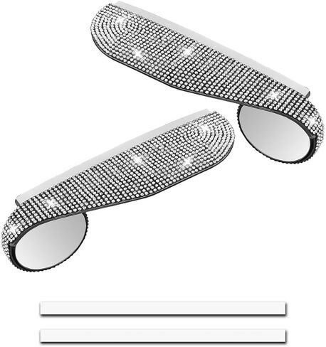 2PCS Bling Car Side Mirror Rain Visor Guard, Rhinestones Car Rear View Mirror Rain Eyebrows, Rainproof Vehicle Side Mirrors Smoke Shade Cover, Auto Decoration Accessory for Truck, SUV Cars (Black) in Kuwait