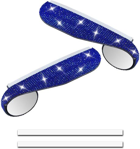 2PCS Bling Car Side Mirror Rain Visor Guard, Rhinestones Car Rear View Mirror Rain Eyebrows, Rainproof Vehicle Side Mirrors Smoke Shade Cover, Auto Decoration Accessory for Truck, SUV Cars (Black) in Saudi Arabia