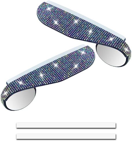 2PCS Bling Car Side Mirror Rain Visor Guard, Rhinestones Car Rear View Mirror Rain Eyebrows, Rainproof Vehicle Side Mirrors Smoke Shade Cover, Auto Decoration Accessory for Truck, SUV Cars (Black) in Saudi Arabia