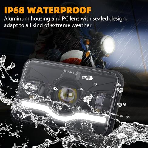 Headlights Fit for YAMAHA TW200 DT 125 RE BW200 350 50 XT225 350 WR250,5 Inch Square 6000K Hi/Lo Beam White/Amber DRL,IP68 Waterproof,Plug & Play,DOT Approved in Kuwait