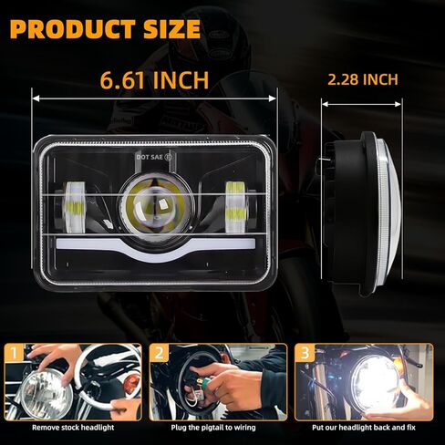 Headlights Fit for YAMAHA TW200 DT 125 RE BW200 350 50 XT225 350 WR250,5 Inch Square 6000K Hi/Lo Beam White/Amber DRL,IP68 Waterproof,Plug & Play,DOT Approved in Kuwait
