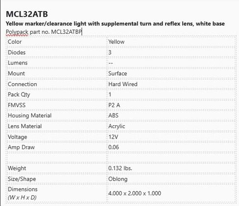 LED MARK LIGHT; OVAL; AMBER; 3 WIRE; W/TURN in Saudi Arabia
