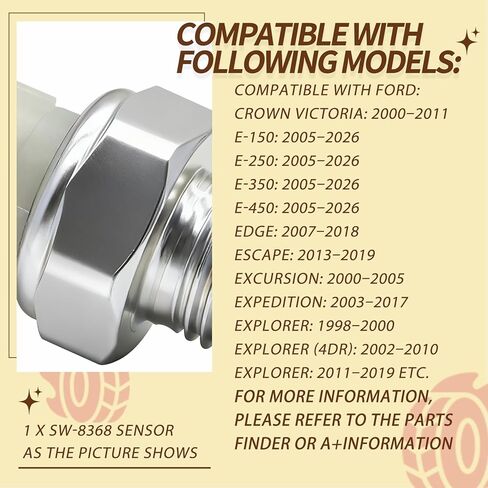 JA&MIU SW-8368 Motorcraft Engine Oil Pressure Sensor Compatible with 6.7L Ford Powerstroke F250 F350 Truck Aviator Blackwood Continental MKS MKT in Kuwait
