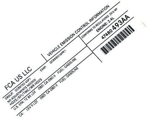 Mopar 47480493AA LABEL VEHICLE EMISSION CONTROL IN in Saudi Arabia