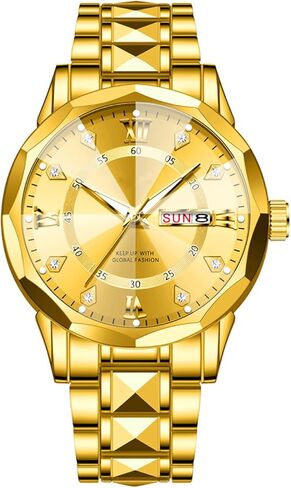 Luxury Dress Men's Business Watches Quartz Stainless Watch Steel Waterproof Luminous Date Two Tone Wrist Watch in Saudi Arabia