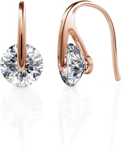 Cate & Chloe McKayla 18K Gold-Plated Dangle Earrings | Jewelry for Women with Round Cut Simulated Diamond Crystals | Classic Drop Earrings Gift for Her on Christmas, Birthday, Anniversary in Saudi Arabia
