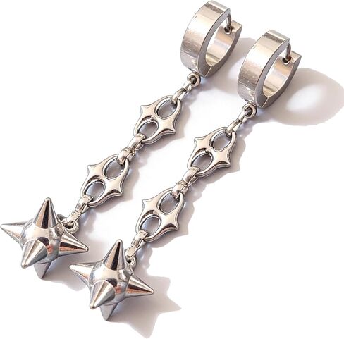 القوطية Flail Morning Star Mace Spike Ball أقراط متدلية - أقراط متدلية من الفولاذ المقاوم للصدأ من Punk Rock للنساء والرجال، مجوهرات كرة مسننة منفعلة للهالوين، والحفلات التنكرية والارتداء اليومي in Kuwait