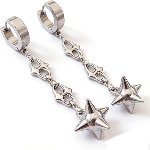القوطية Flail Morning Star Mace Spike Ball أقراط متدلية - أقراط متدلية من الفولاذ المقاوم للصدأ من Punk Rock للنساء والرجال، مجوهرات كرة مسننة منفعلة للهالوين، والحفلات التنكرية والارتداء اليومي in Kuwait