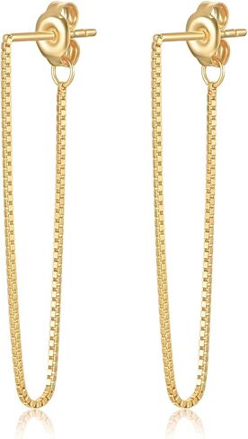 أقراط شرابة للنساء أقراط سلسلة فضية مطلية بالذهب أنيقة وبسيطة تتدلى على شكل قطرة in Kuwait