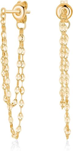 Tassel Earrings for Women Gold Plated Silver Chain Earrings Dainty Minimalist Dangle Drop Studs in Saudi Arabia