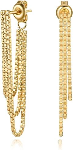 Tassel Earrings for Women Gold Plated Silver Chain Earrings Dainty Minimalist Dangle Drop Studs in Saudi Arabia