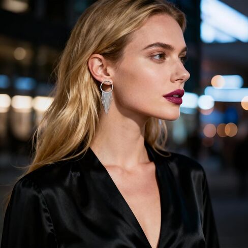 12 Pairs Silver Drops Dangle Earrings Boho Fashion Jewelry Vintage Statement Boho Bohemian Long Earrings Trendy Stuff Holiday Festive Gift for Women Birthday Party Wedding Party Prom Decorations in Kuwait