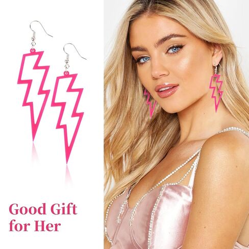 CAVETEE 8PCS Hot Pink Heart Earrings for Women, Dangle Earrings Cute Love Earrings for Her Lightweight Big Hoop Earrings 80s Party Accessories in Kuwait