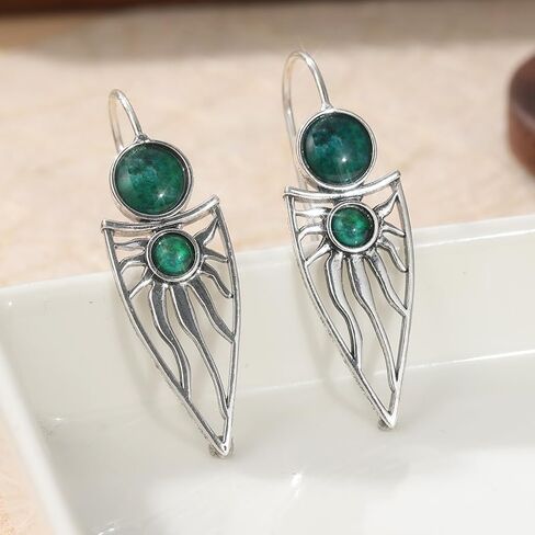 Vintage Copper Craftsman Carved Sun Earrings for Women, Bohemian Style Hollow Pendant Earrings in Saudi Arabia
