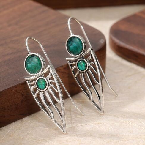 Vintage Copper Craftsman Carved Sun Earrings for Women, Bohemian Style Hollow Pendant Earrings in Saudi Arabia