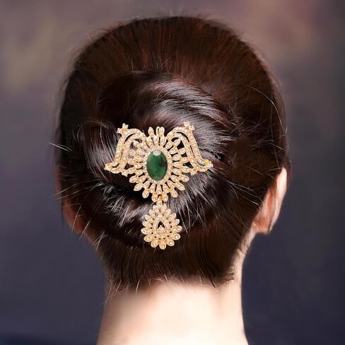 Touchstone Indian Bollywood Handcrafted Stylish Contemporary Designer Jewelry Hair Accessory Juda Pin in Gold Tone for Women in Saudi Arabia